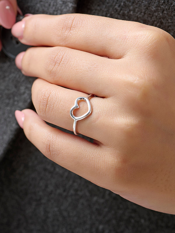 Polished Open Heart Ring