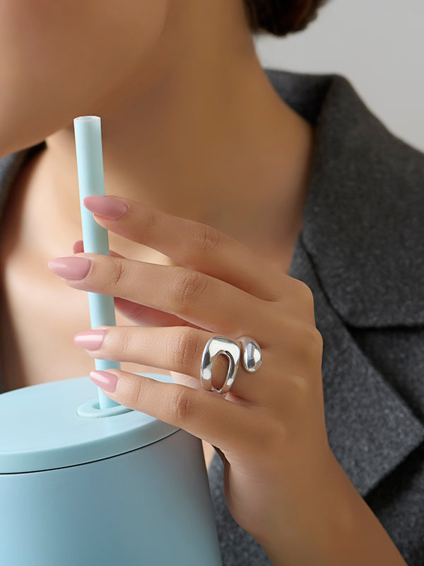 Chunky Open Teardrop Adjustable Ring