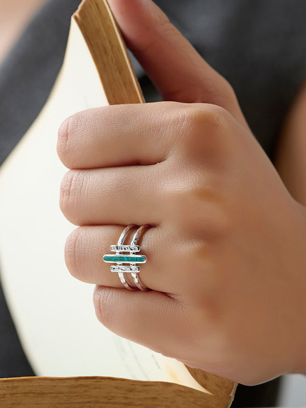 Turquoise Three-Bar Handmade Ring