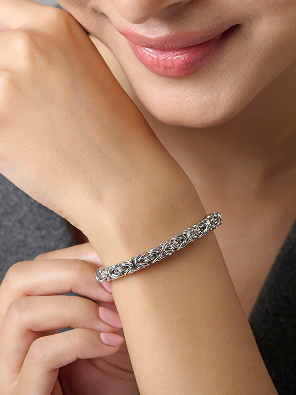 Oria Polished Rhodium-Plated Slider Bracelet for Women