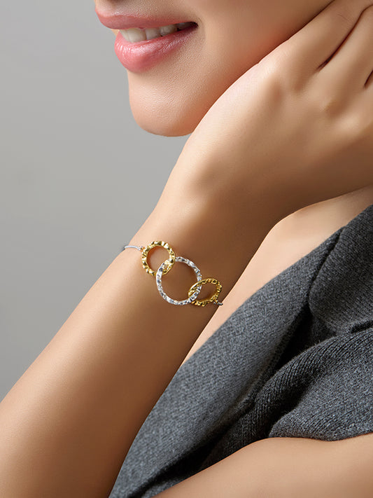 Elara Two-Tone Interlocking Circles Adjustable Bracelet