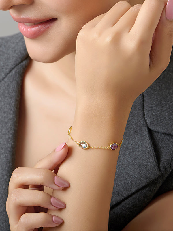 Gold-Plated Multi Birthstone Bracelet