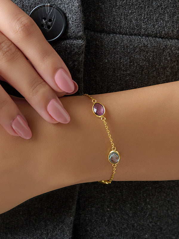 Gold-Plated Multi Birthstone Bracelet