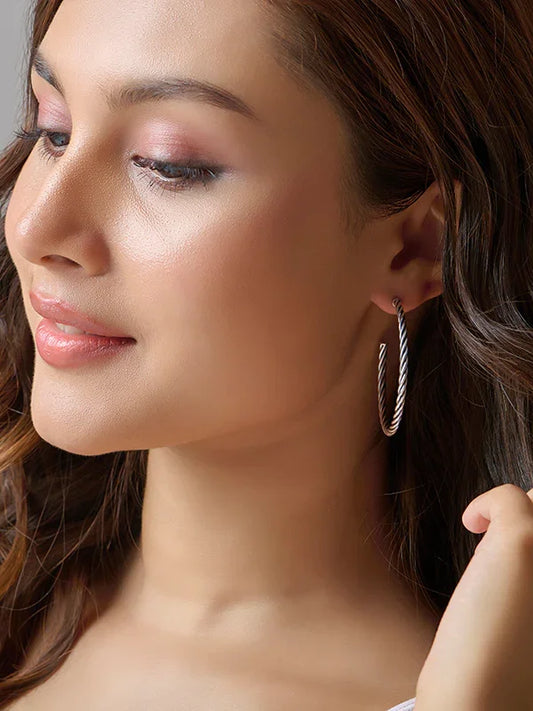 Antica Sculpted Cable Women's Hoop Earrings