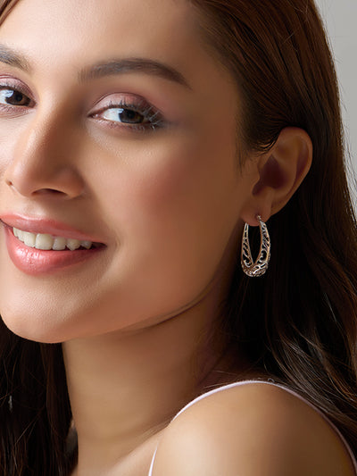 Oval Filigree Click-Top Hoops