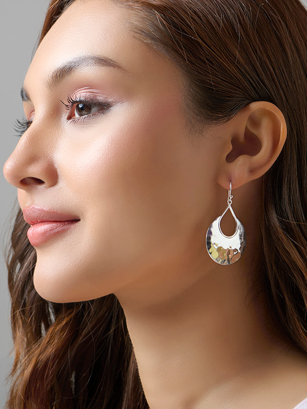 Handmade Hammered Crescent Drop Earrings