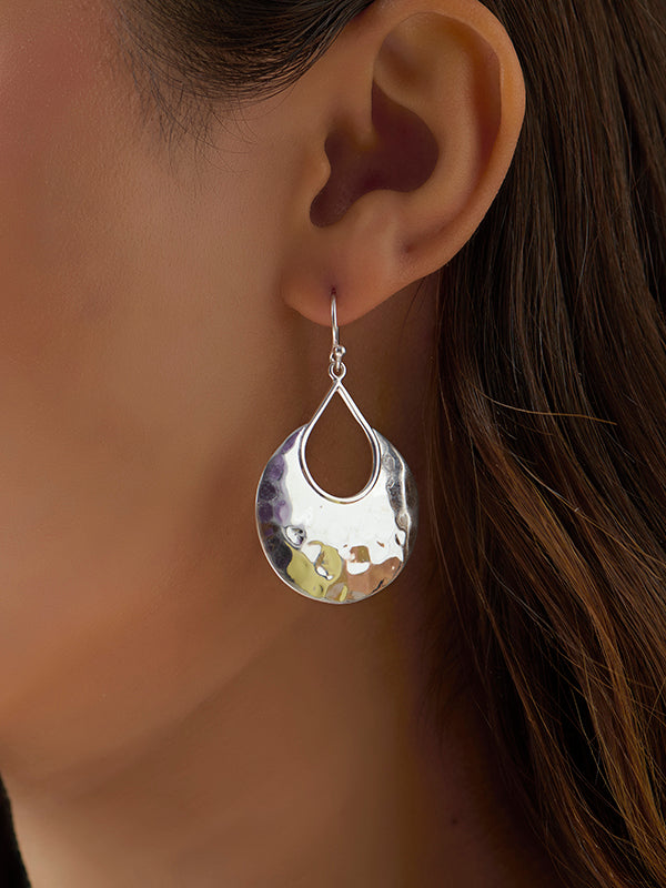 Handmade Hammered Crescent Drop Earrings