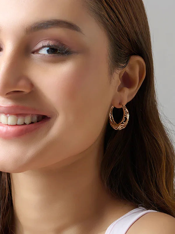 925 Sterling Silver Jewellery | 14K Rose-Gold Plated Ishara Love Hoops | acpl-ecom.myshopify.com