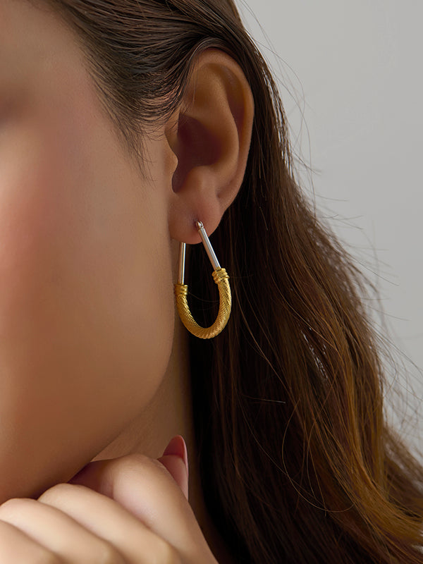 Textured Aura Two-Tone Hoops