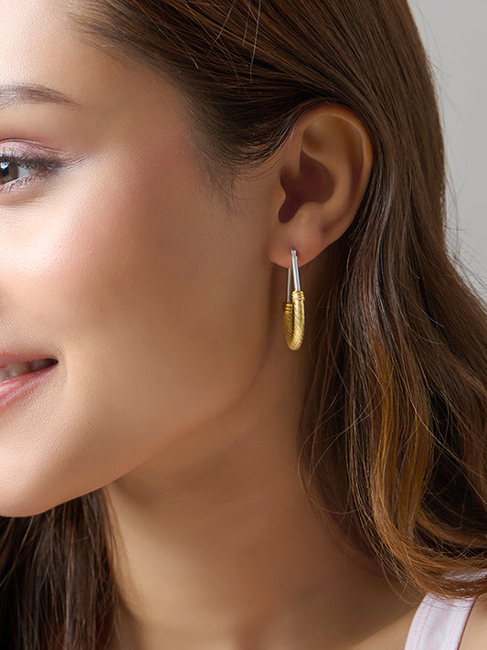 Textured Aura Two-Tone Hoops