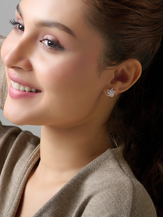 CZ Flower Solitaire Stud Earrings
