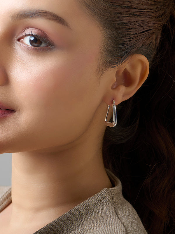 High-Polish Twisted Chunky Triangle Hoops