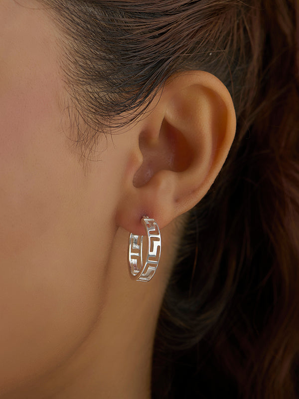 925 Sterlingb Silver Greek Wall Hoop Earrings for Teen Women