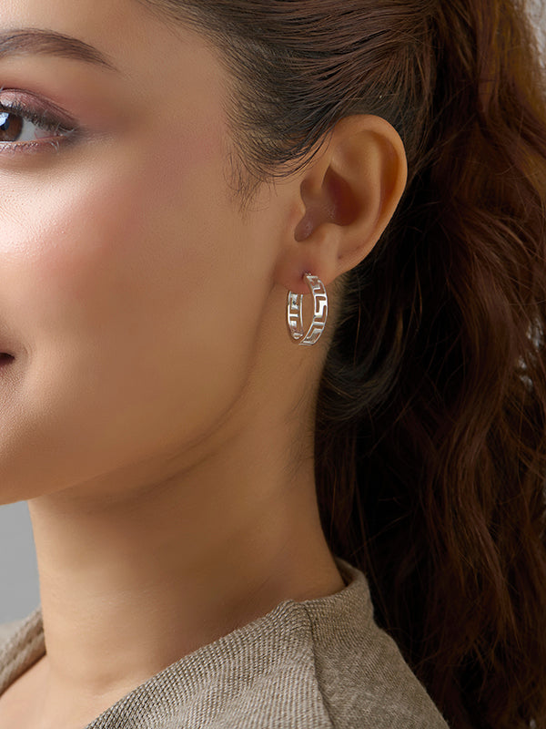 925 Sterlingb Silver Greek Wall Hoop Earrings for Teen Women