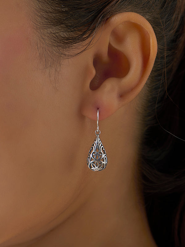 Antique Lacy Floral Teardrop Earrings