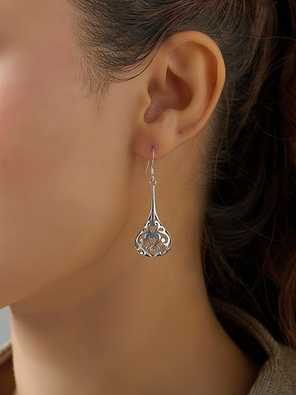 Antique Open Filigree Teardrop Earrings
