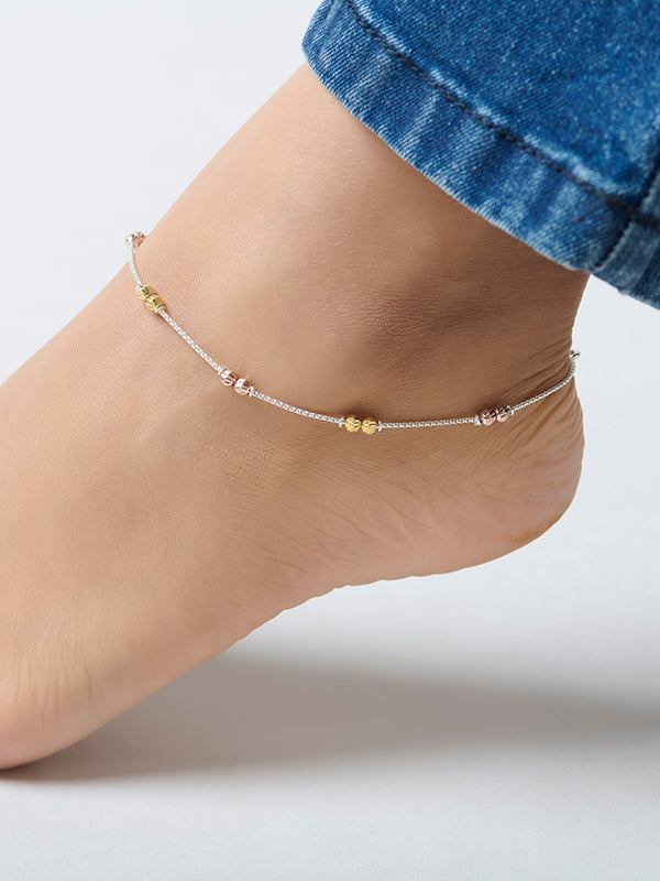 Multi-Tone Diamond Cut Bead Anklets