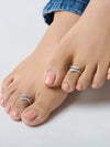 Rhodium CZ Twisted Toe Ring