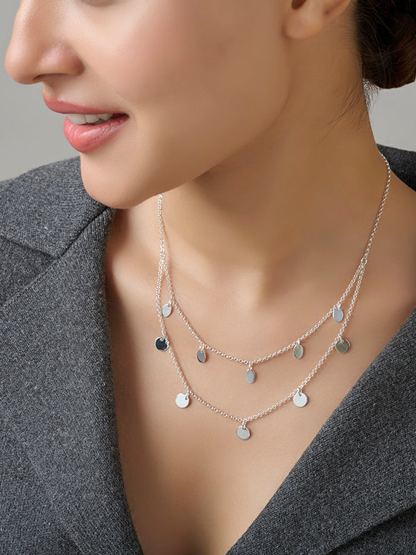 Italian Multi-Row Disc Charm Necklace