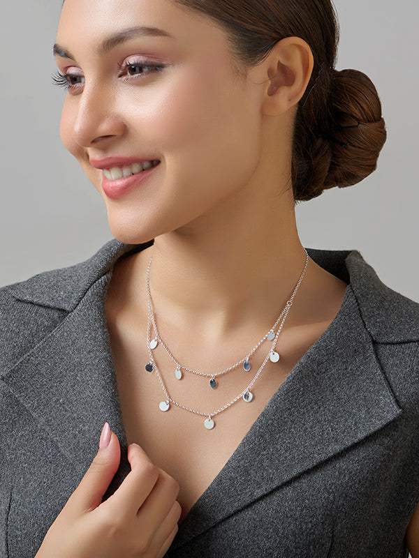 Italian Multi-Row Disc Charm Necklace