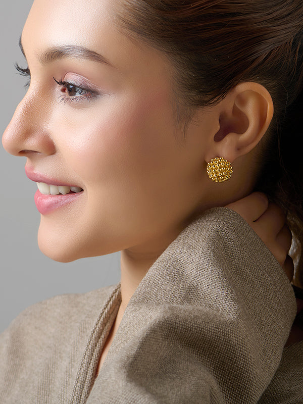 Gold Beaded Omega Back Studs