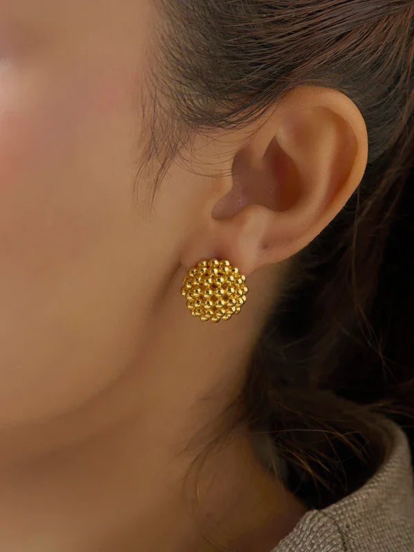 Gold Beaded Omega Back Studs