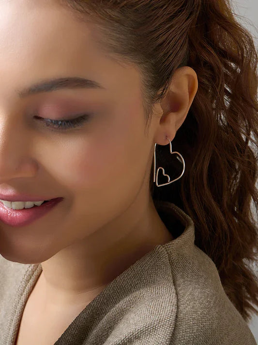 Cuore Double Heart Women's Hoop Earrings