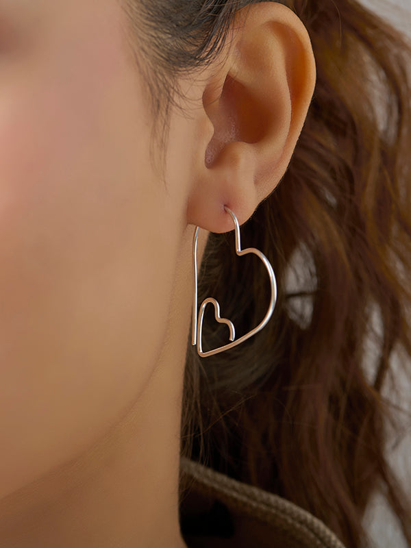 Double Heart Hoop Earrings