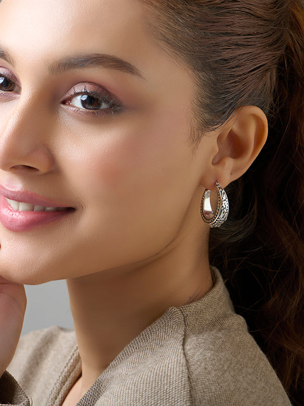 Antique Floral Filigree Bali-Style Click-Top Hoops