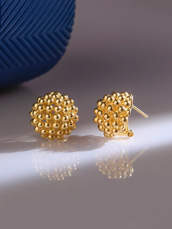 Gold Beaded Omega Back Studs