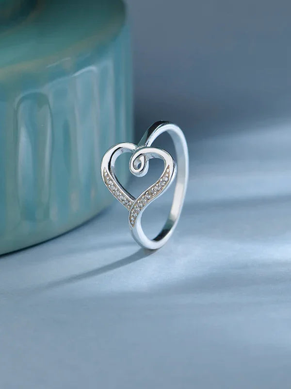 CZ Love Heart Statement Ring