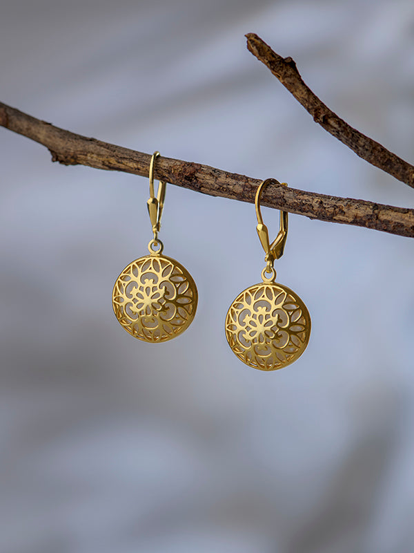 Gold Mother-of-Pearl Leverback Earrings