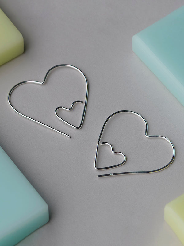 Double Heart Hoop Earrings