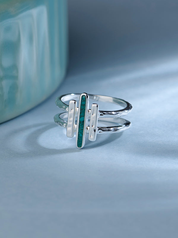 Turquoise Three-Bar Handmade Ring