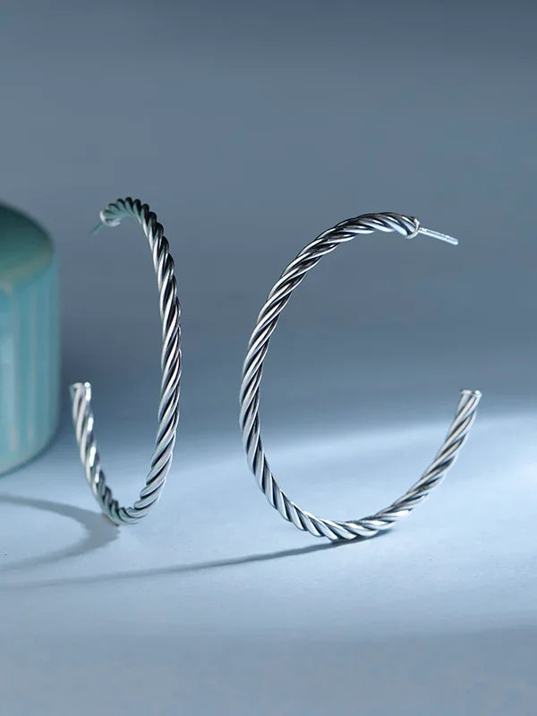 Antique Sculpted Cable Hoops