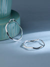 Silver Wave Twist Hoops