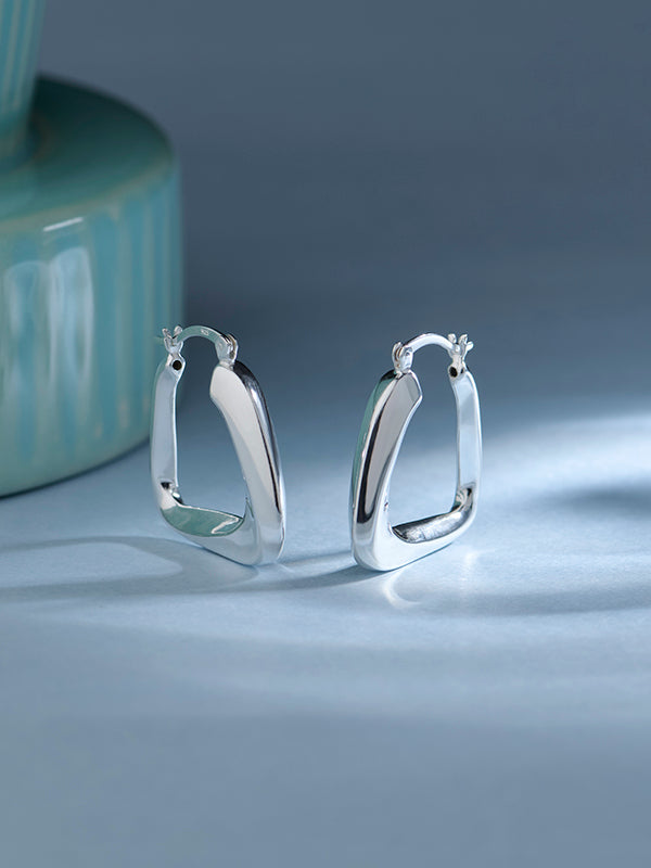 High-Polish Twisted Chunky Triangle Hoops