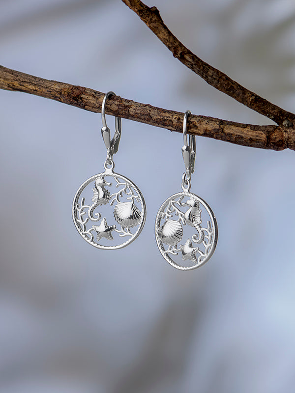 Sea Life Leverback Drop Earrings