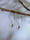 925 Sterling Silver Threader Wire Hammered Mirror Ball Disco Ball Drop Dangle Earring for Women