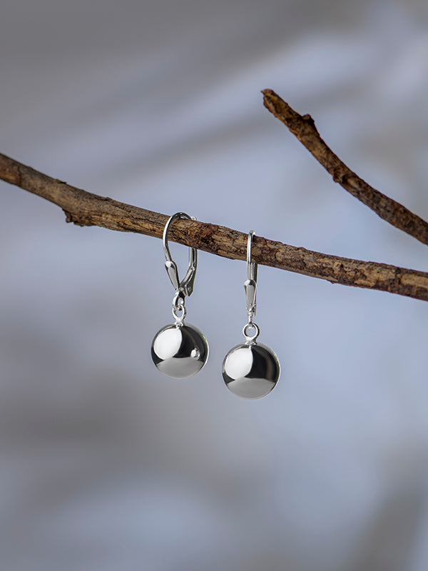 Lightweight Ball Drop Leverback Earrings 10mm