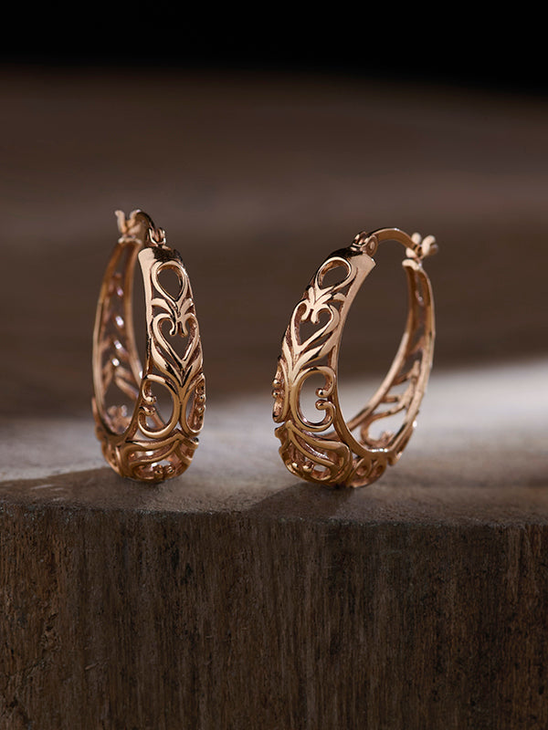 14K Rose-Gold Plated Ishara Love Hoops