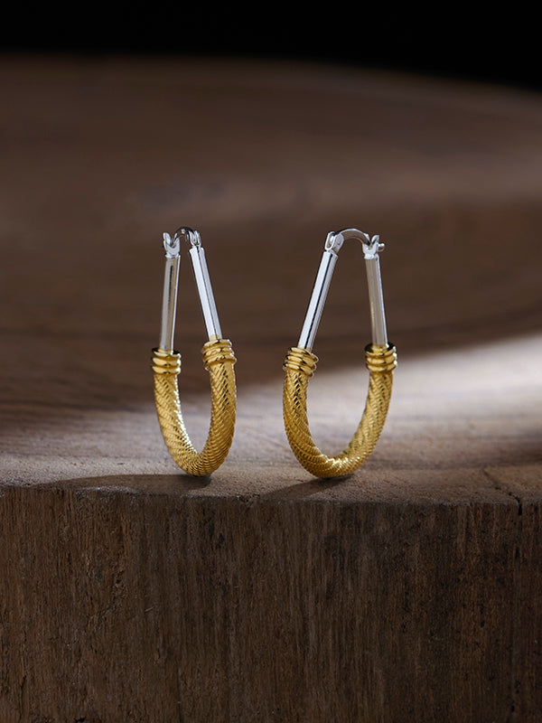 Textured Aura Two-Tone Hoops