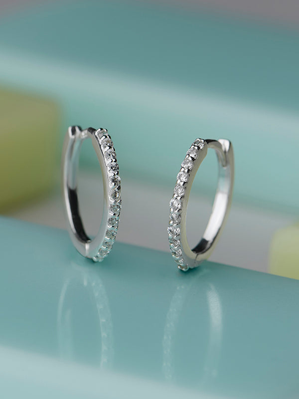 CZ Mini Chunky Huggie Hoops for Women