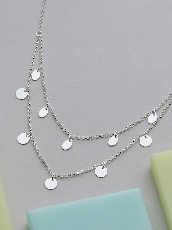 Italian Multi-Row Disc Charm Necklace
