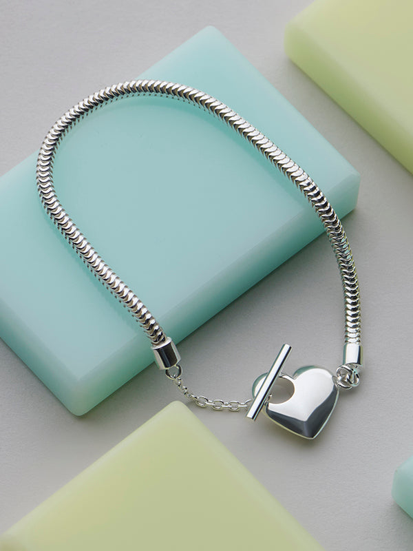 Heart Charm Snake Chain Bracelet