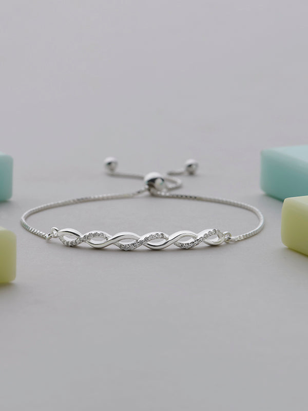 Infinity Twist Zirconia Sliding Bracelet