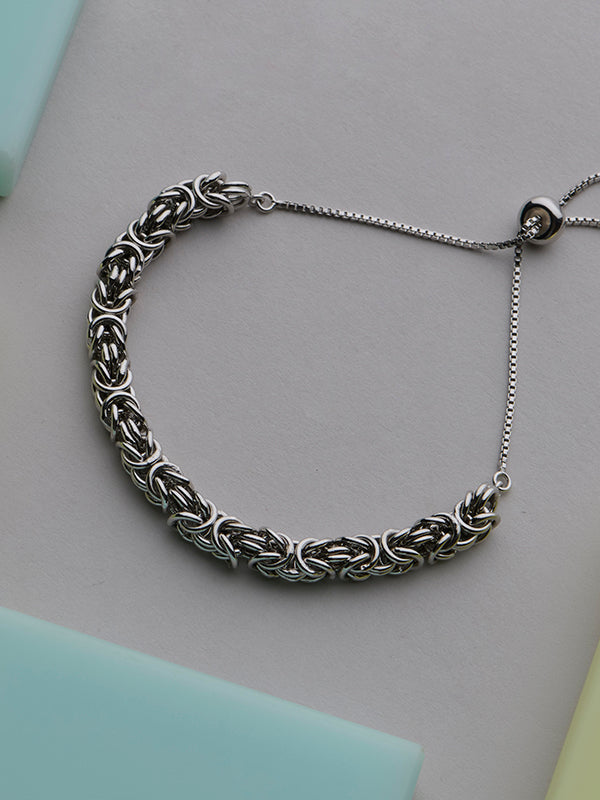 Oria Polished Rhodium-Plated Slider Bracelet for Women
