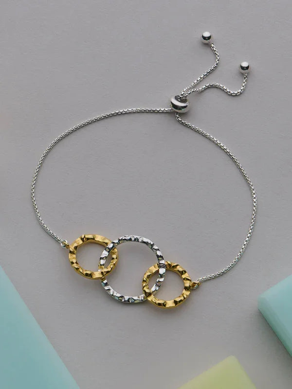 Elara Two-Tone Interlocking Circles Adjustable Bracelet