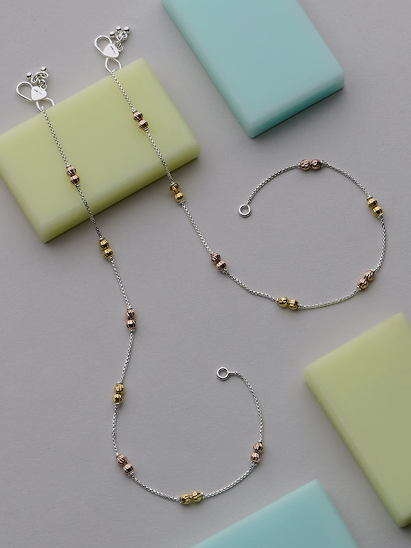 Multi-Tone Diamond Cut Bead Anklets