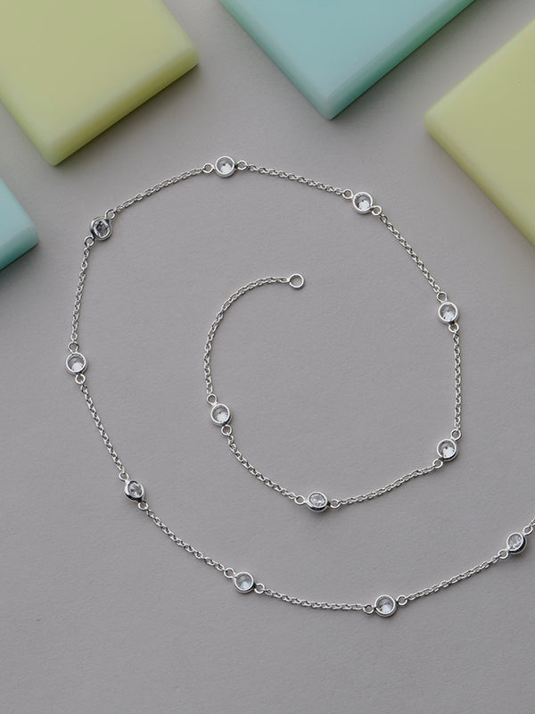 Italian CZ Station Cable Chain for Women